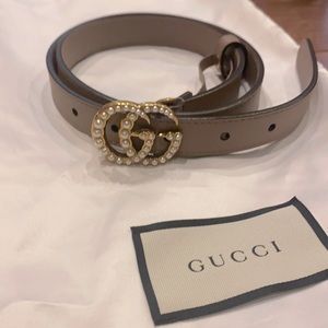 Gucci Belt - Authentic - Beige with Pearls. Size 75.